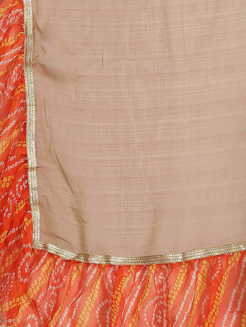 women's bandhani beige colored saree with blouse - 18401002 - Standard Image - 3