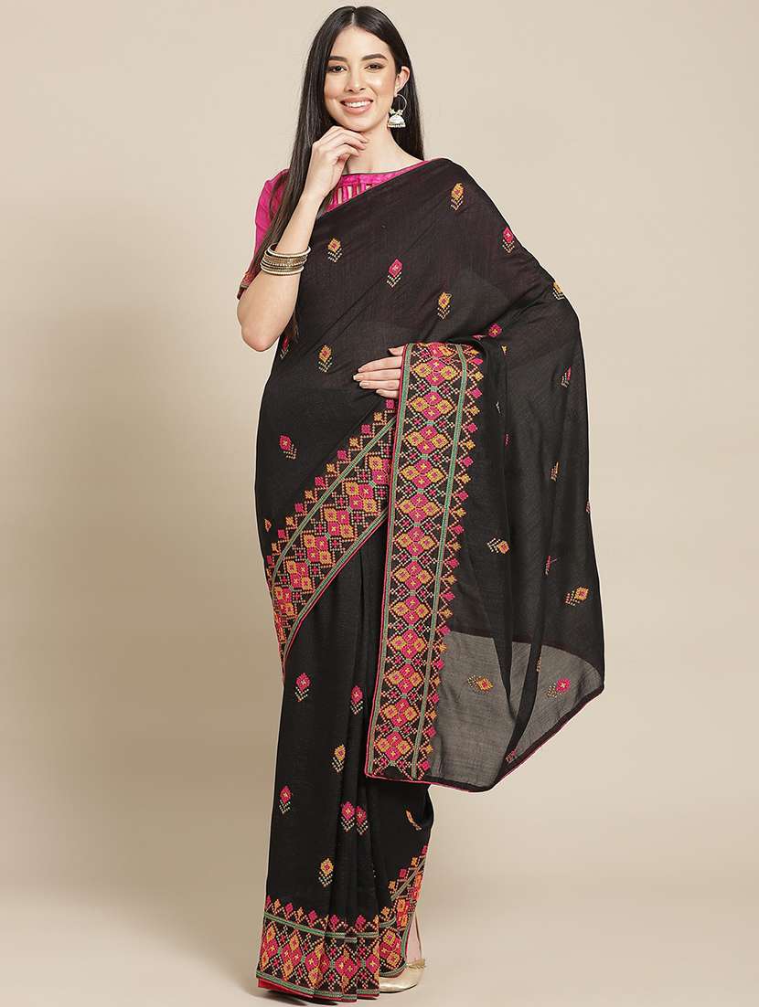 women's embroidered saree with blouse - 18401169 -  Zoom Image - 0