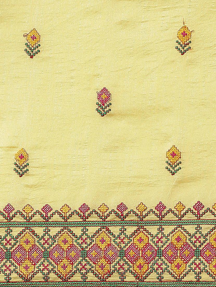 cream georgette embroidered saree with blouse - 18401170 - Standard Image - 3