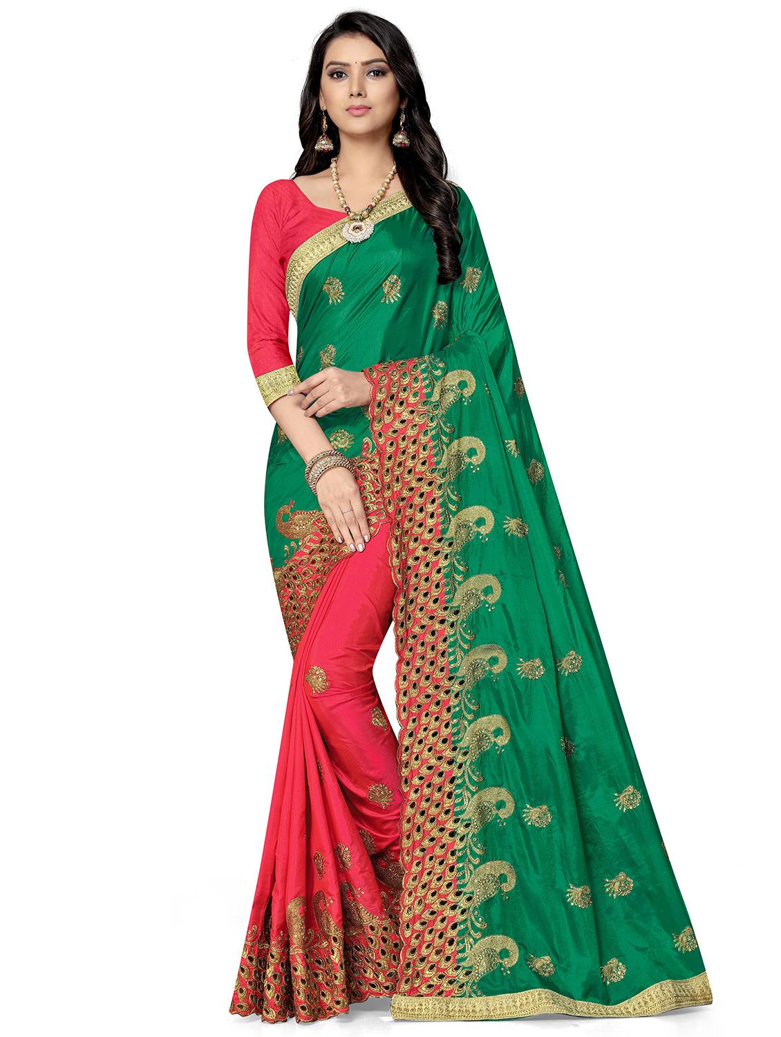 green half and half saree with blouse - 18401231 - Zoom Image - 0