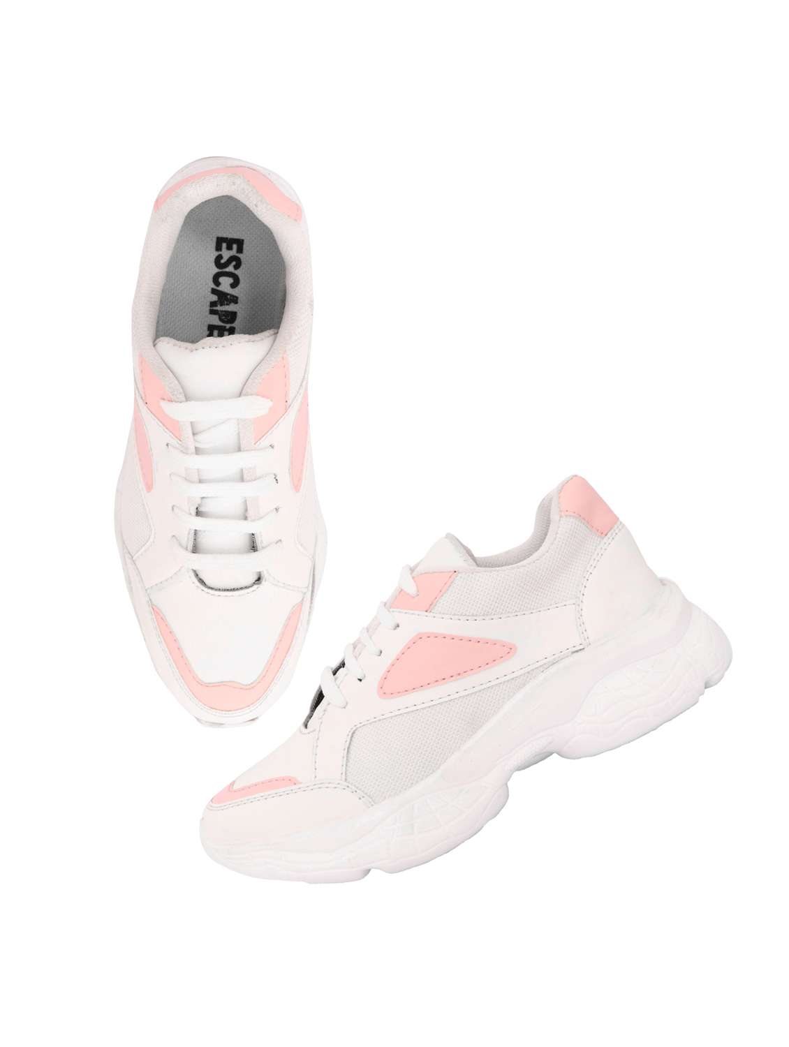 pink mesh laceup sports shoes - 18401384 -  Standard Image - 3