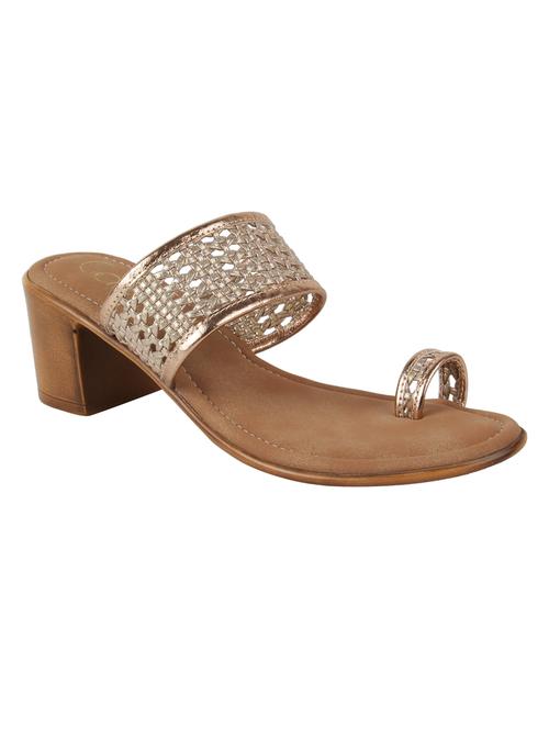 gold synthetic open thong sandals - 18401978 -  Standard Image - 0