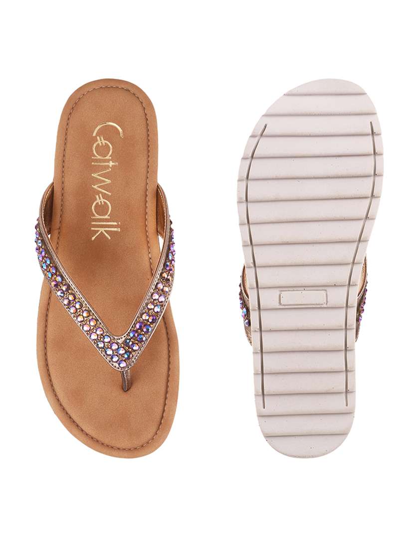 turquoise synthetic open thong sandals - 18402130 -  Standard Image - 3