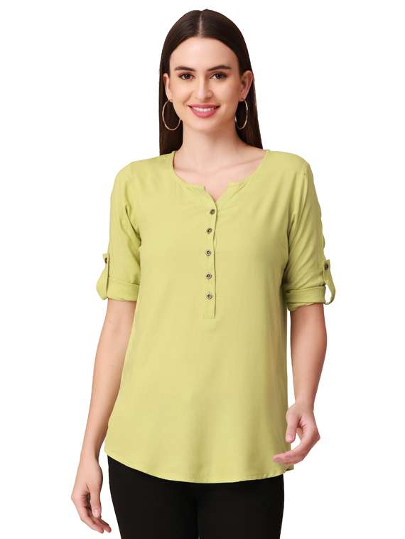 women's straight notch neck top