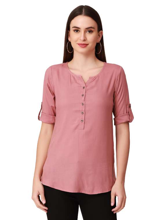 women's straight notch neck top