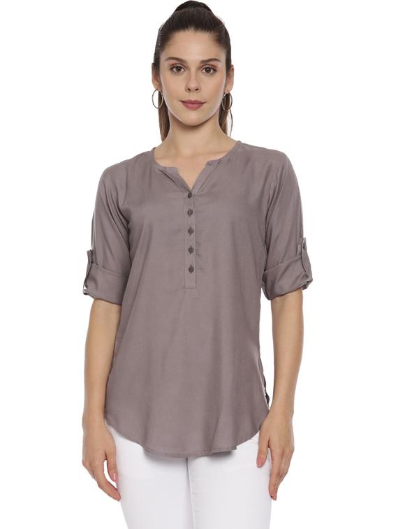 women's straight notch neck top - 18402169 -  Zoom Image - 0