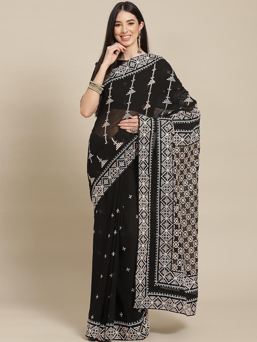women's embroidered saree with blouse - 18402570 -  Zoom Image - 0