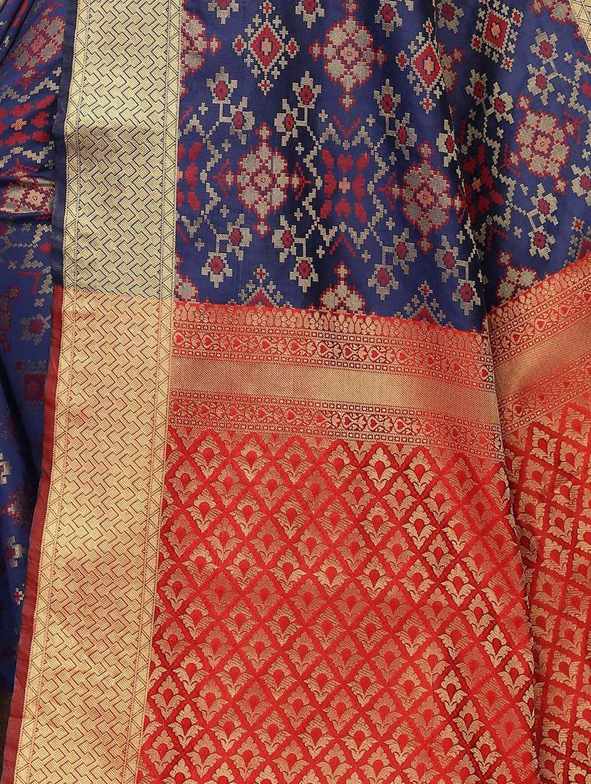 navy silk blend kanjivaram saree - 18402770 -  Standard Image - 3