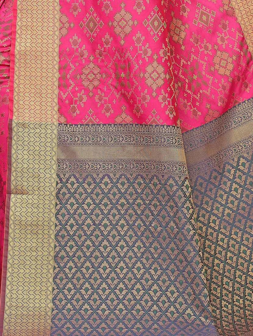 pink silk blend kanjivaram saree with blouse - 18402772 -  Standard Image - 3