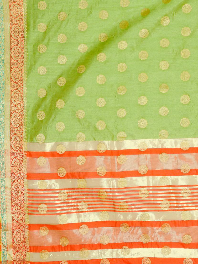 green art silk banarasi saree with blouse - 18402778 - Standard Image - 3