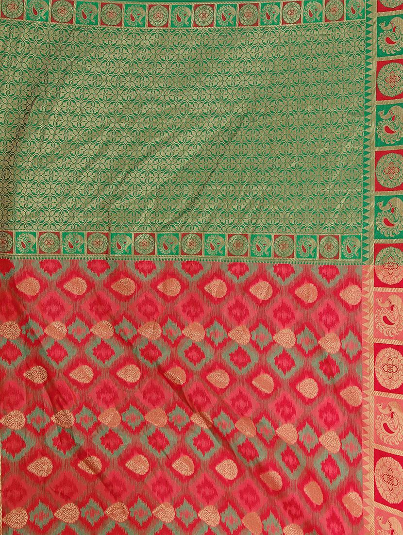 peach cotton silk saree with blouse - 18402788 - Standard Image - 3