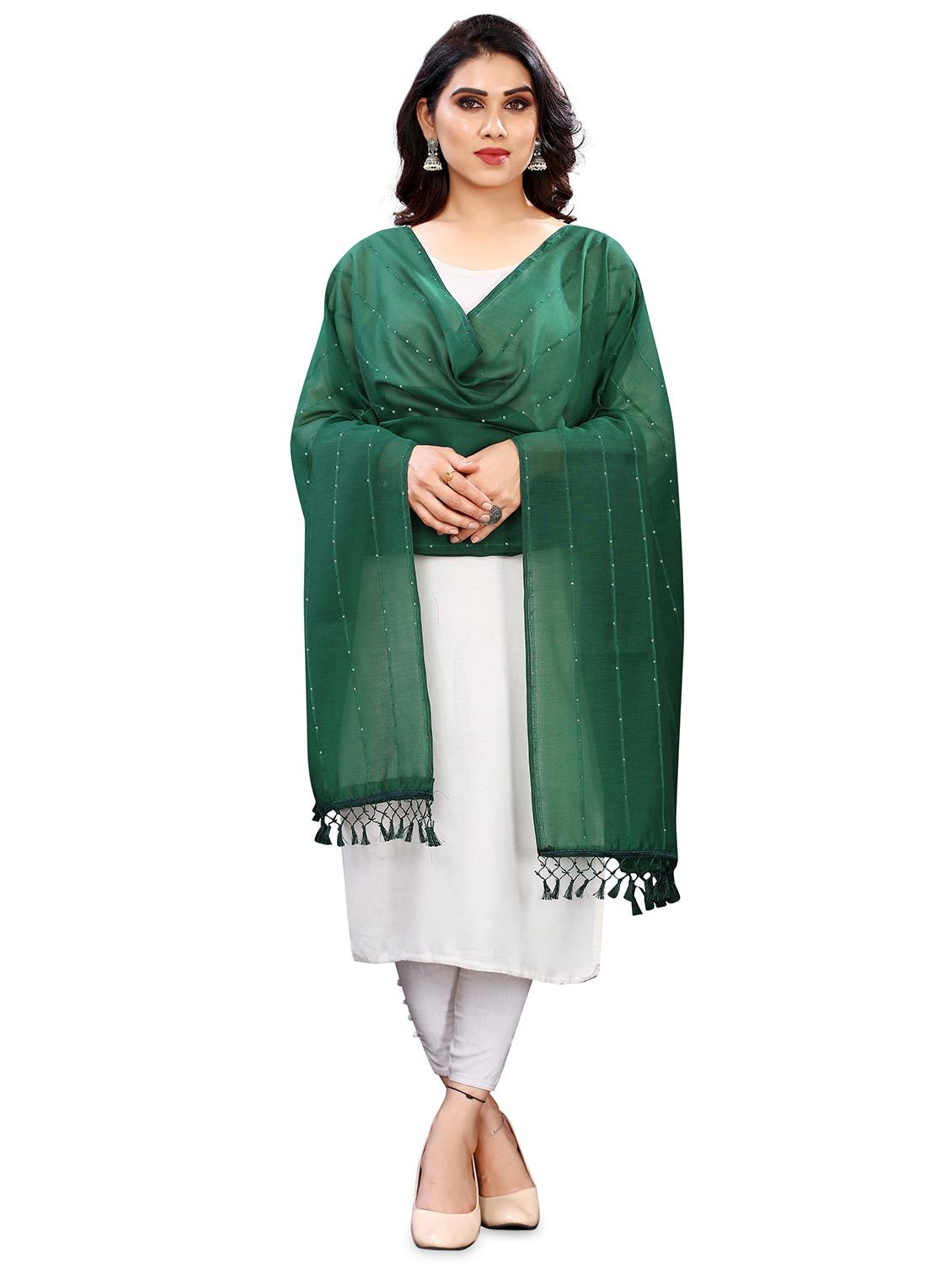 green cotton blend dupatta - 18402806 - Zoom Image - 0