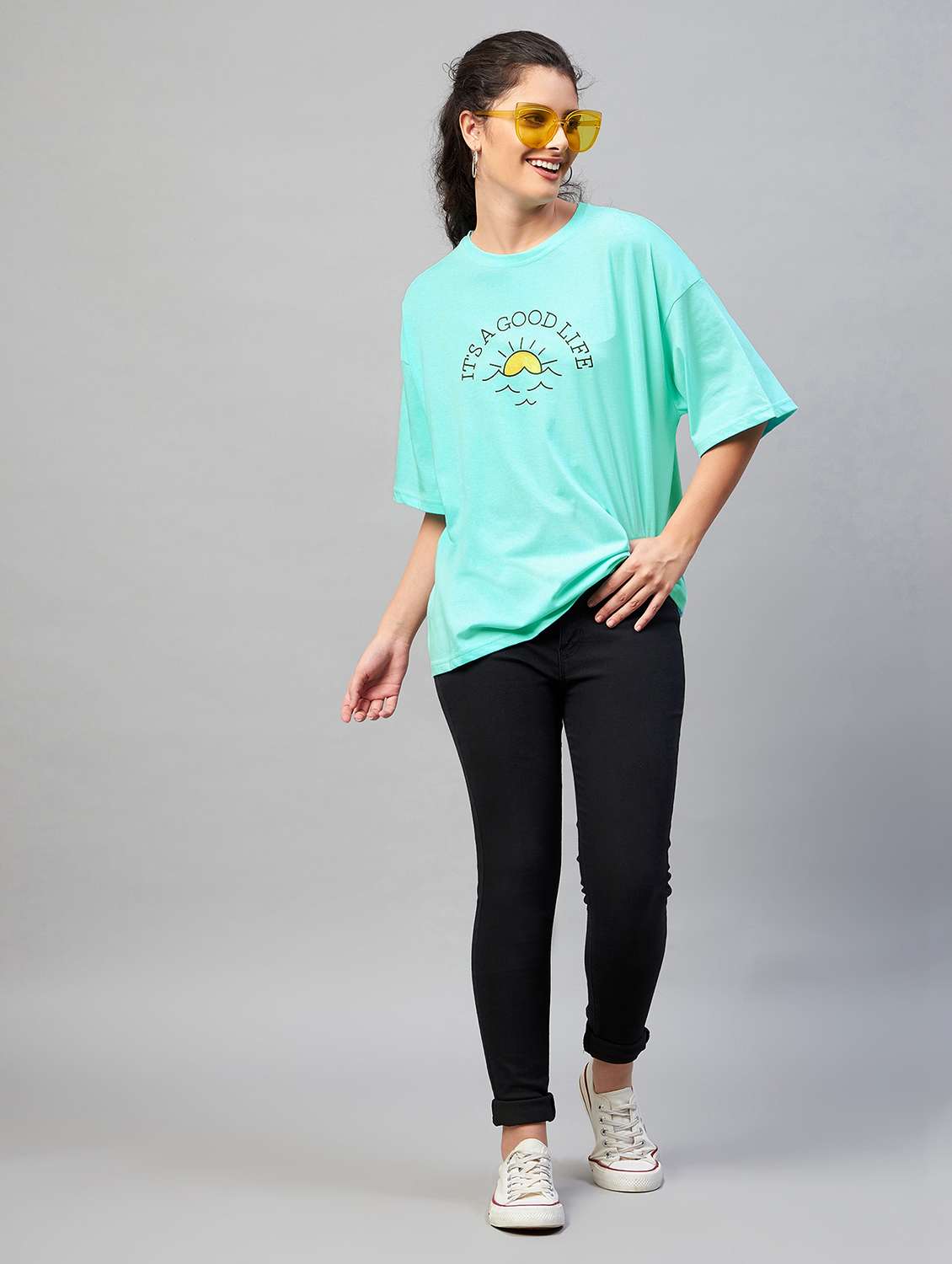 women's chest print round neck t-shirt - 18402844 -  Standard Image - 3