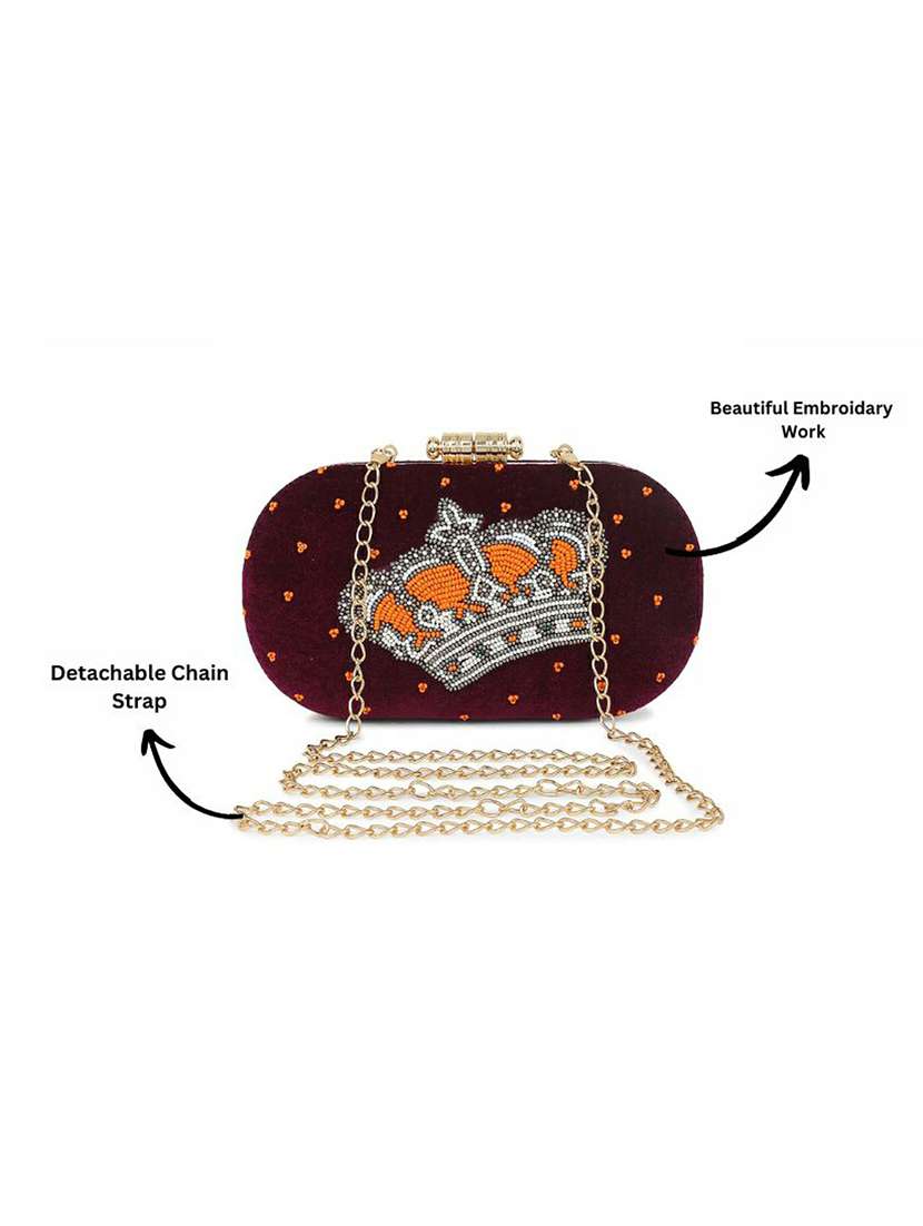 purple embellished box clutch - 18402894 -  Standard Image - 5