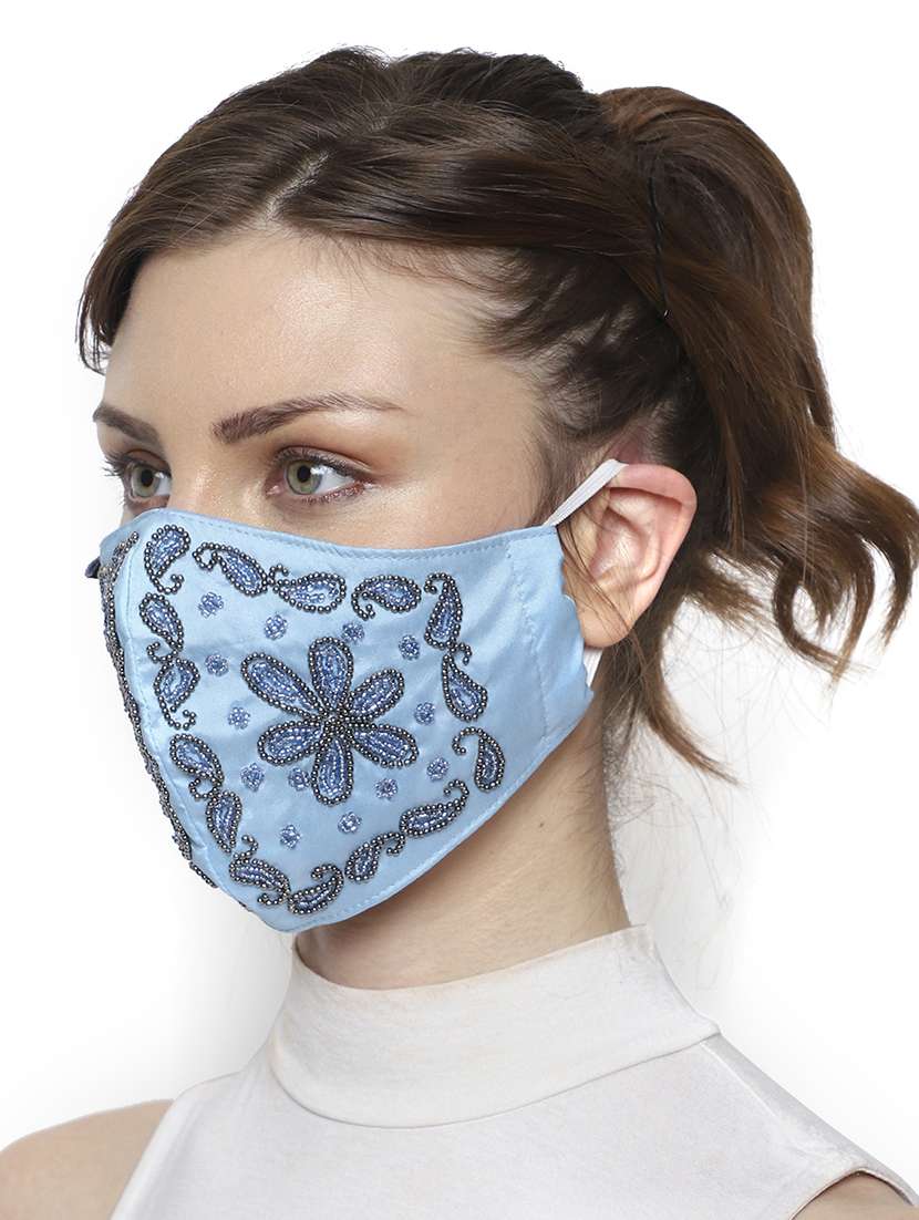 blue silk antipollution women mask - 18403022 -  Standard Image - 3