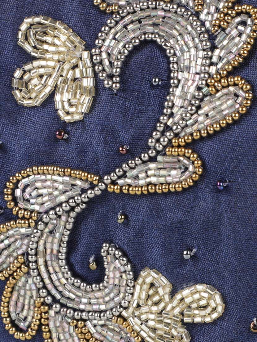  3-ply navy blue & multi art silk embellished fabric fashion mask - 18403044 -  Standard Image - 5