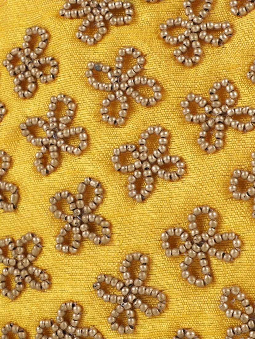  3-ply yellow & gold art silk embellished fabric fashion mask - 18403045 -  Standard Image - 5