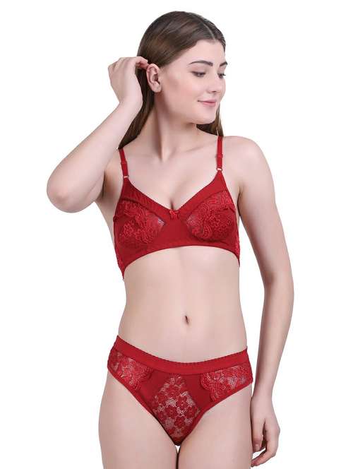 lace detailed regular bras and panty set - 18403413 -  Standard Image - 0