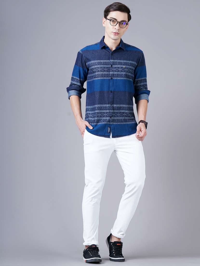 dark blue printed casual shirt - 18403754 -  Standard Image - 3