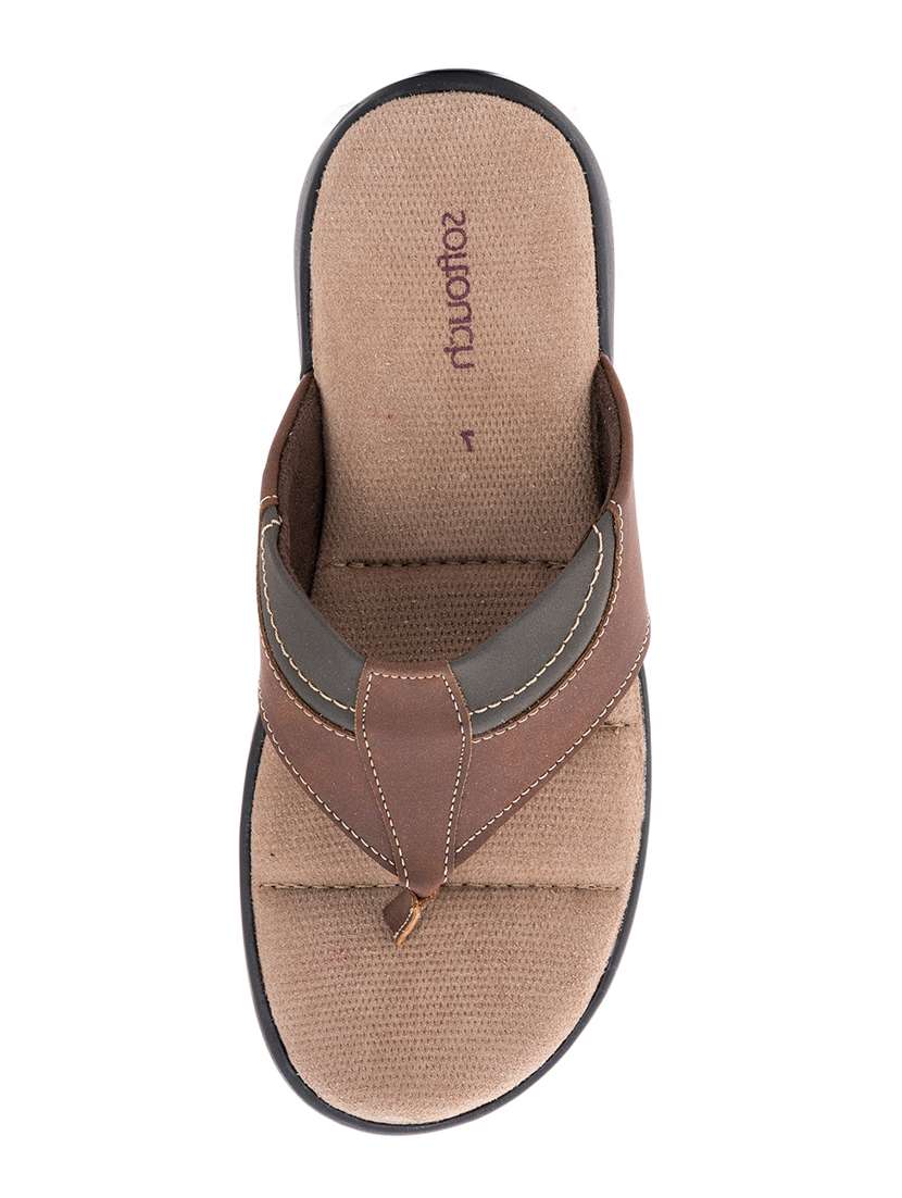 Buy online Brown Suede Slip On Flip Flops from Slippers, Flip