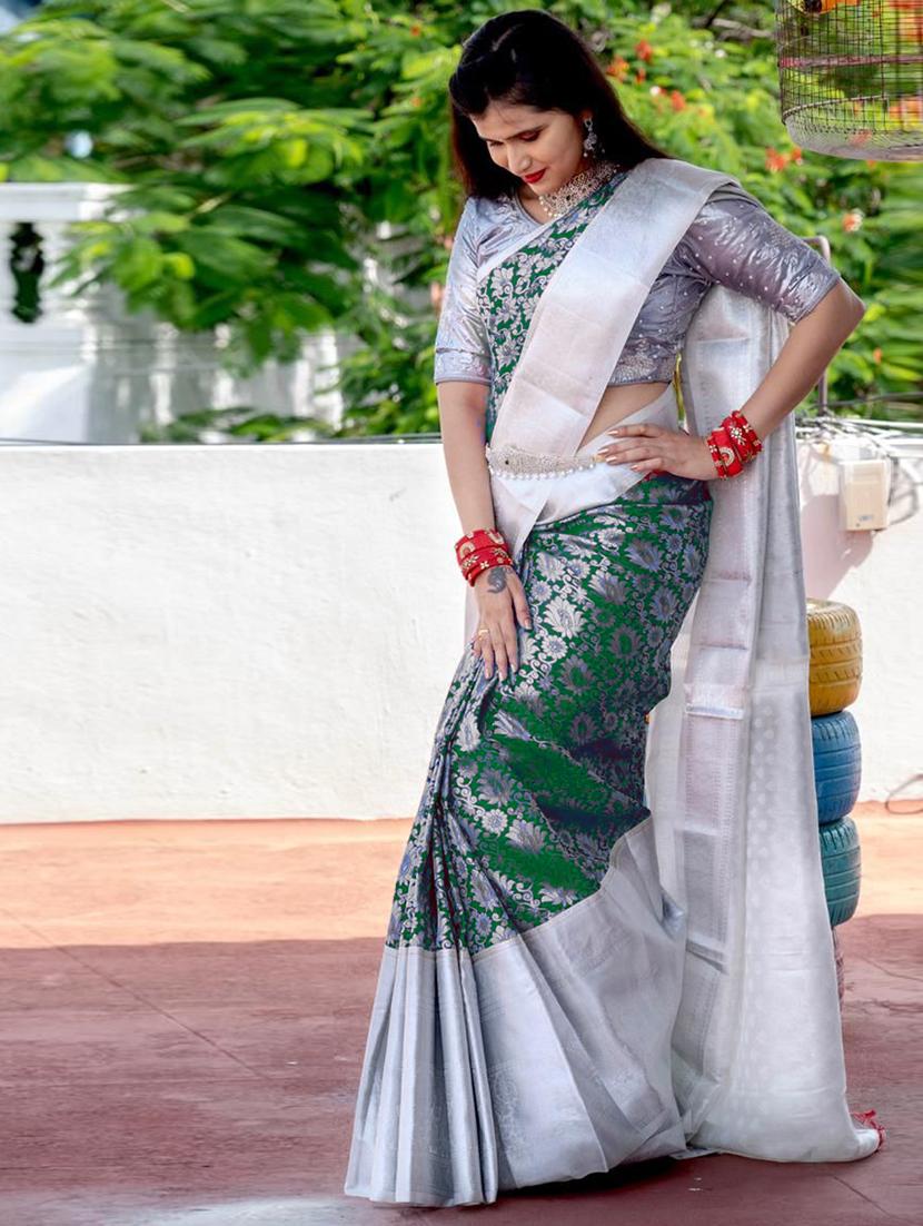 zari work kanjivaram saree with blouse - 18403879 -  Zoom Image - 0