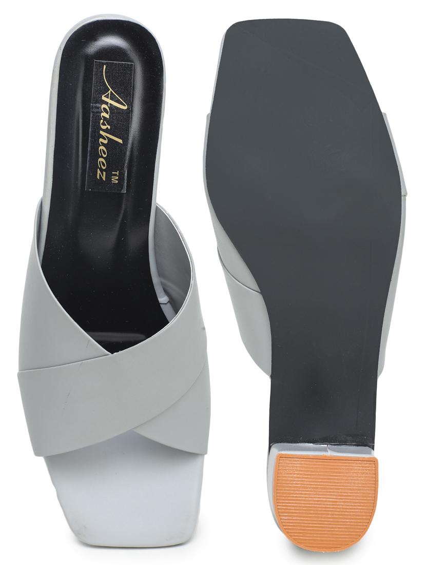 grey synthetic slip on sandals - 18403907 - Standard Image - 3