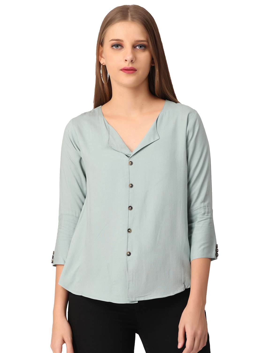 women's straight collared top