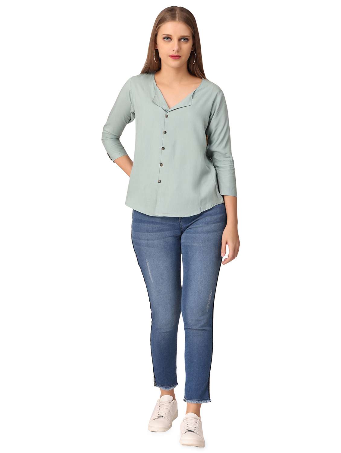 women's straight collared top - 18404005 -  Standard Image - 3