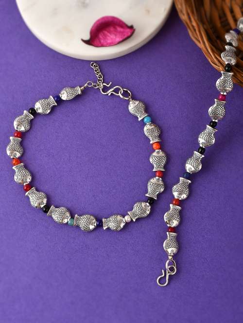 silver brass anklets and payal - 18404023 -  Standard Image - 0