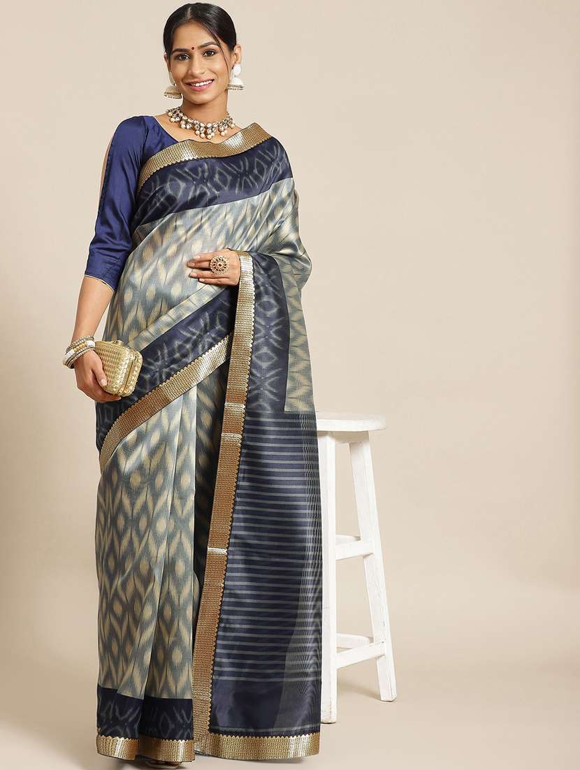 blue silk blend bhagalpuri saree with blouse