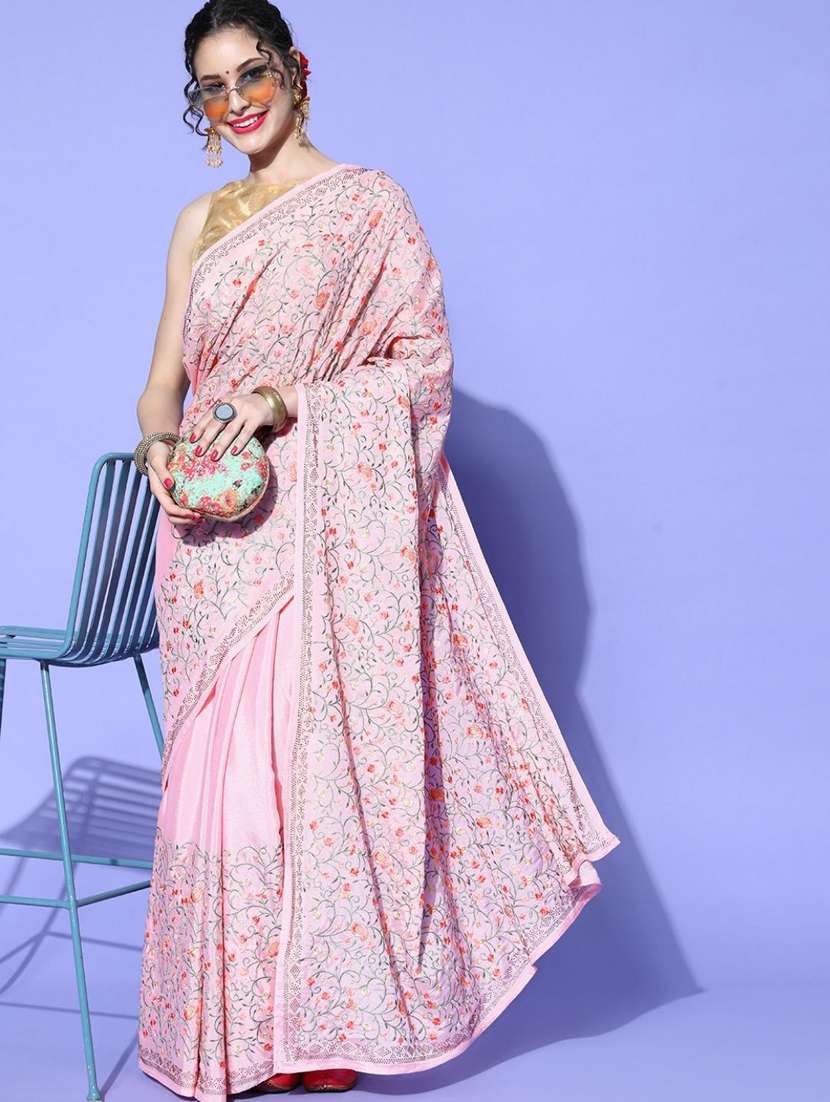 women's embroidered saree with blouse