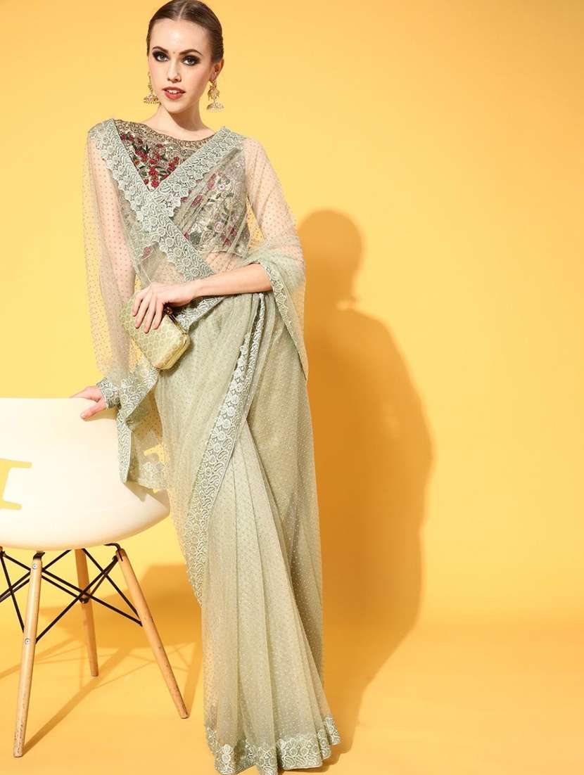 women's embroidered saree with blouse