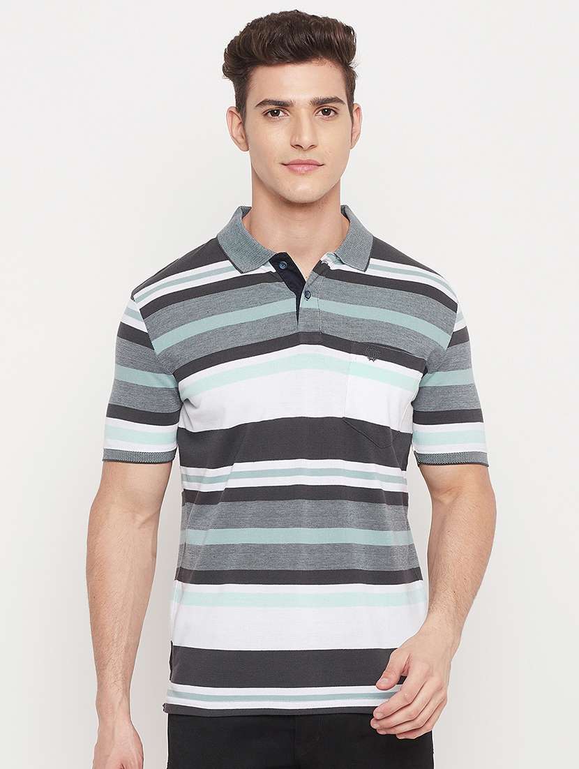 black striped polo t-shirt - 18404385 -  Zoom Image - 0
