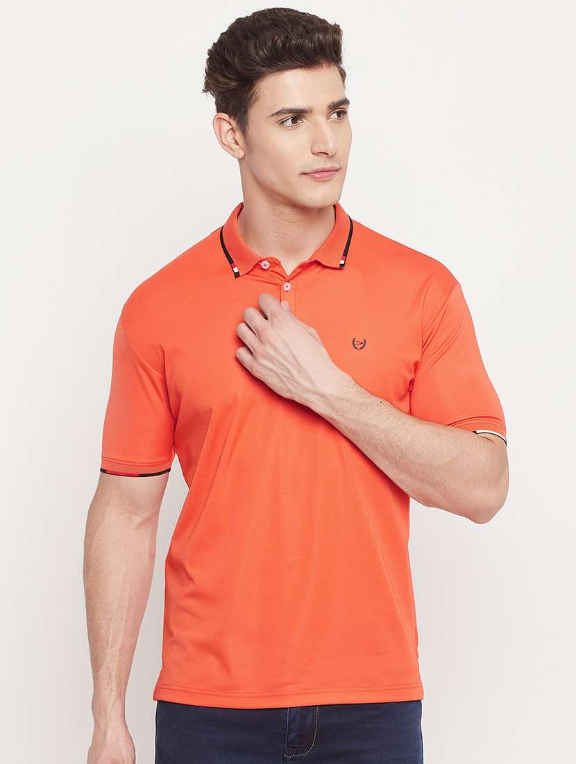 orange solid polo t-shirt - 18404391 - Zoom Image - 0