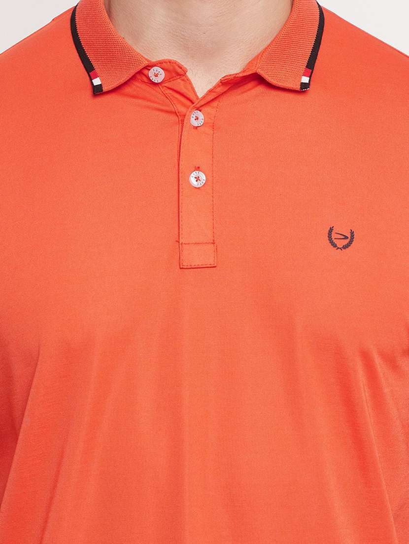 orange solid polo t-shirt - 18404391 - Standard Image - 3