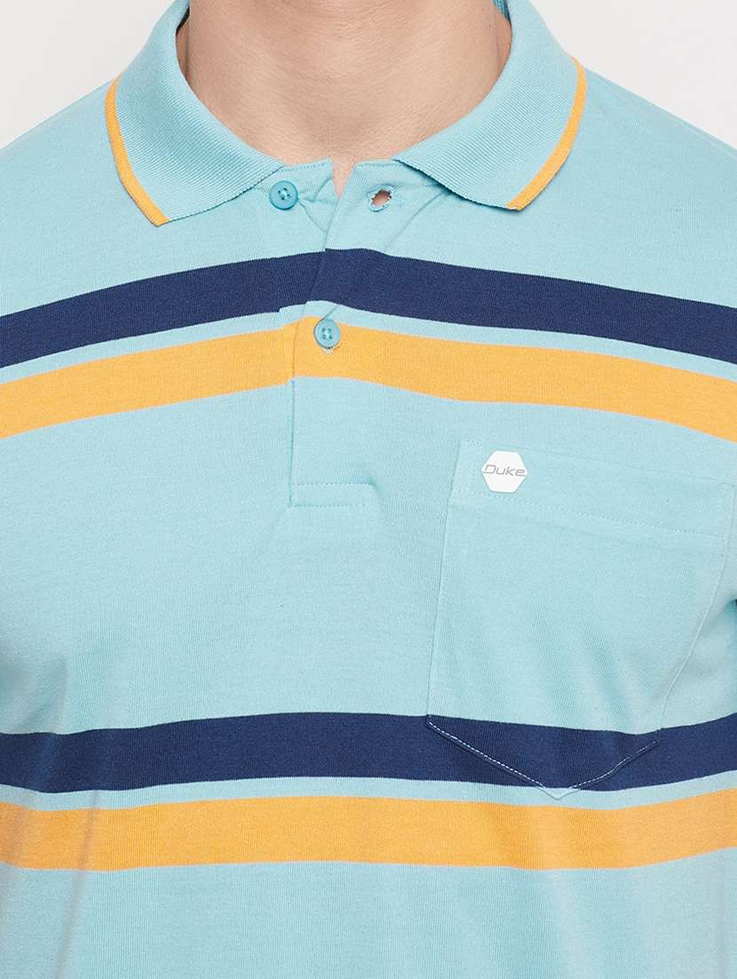 light-blue striped polo t-shirt - 18404399 - Standard Image - 3