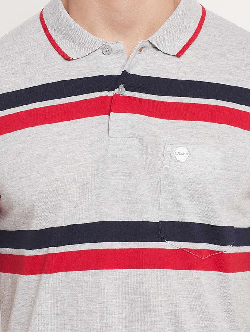 grey striped polo t-shirt - 18404400 - Standard Image - 3