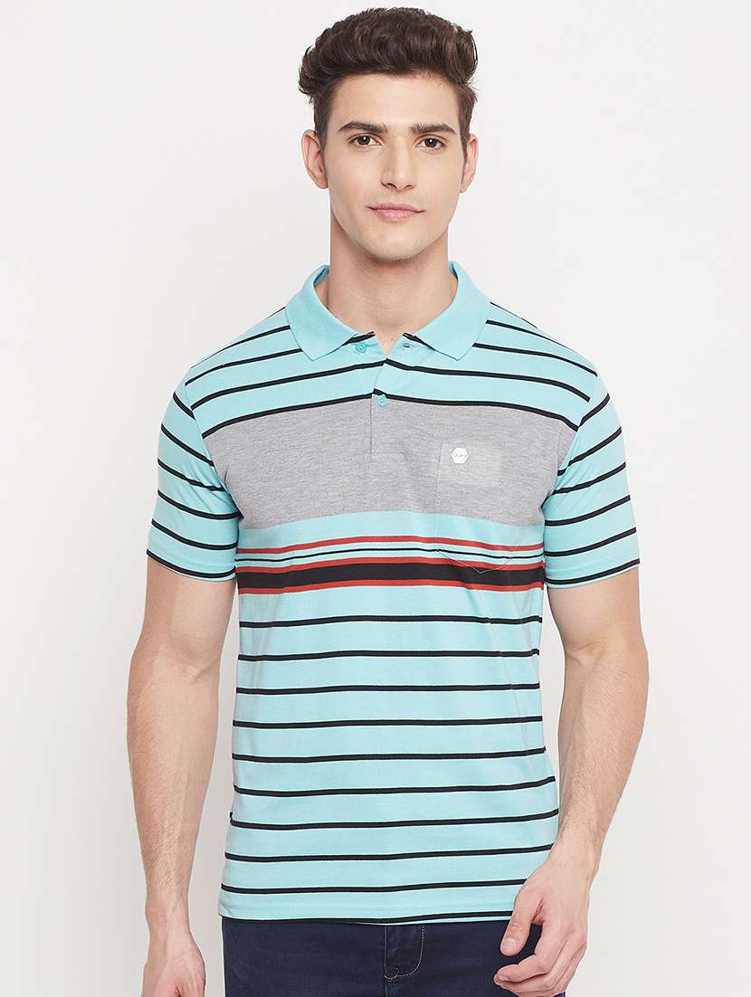 light-blue striped polo t-shirt - 18404404 - Zoom Image - 0
