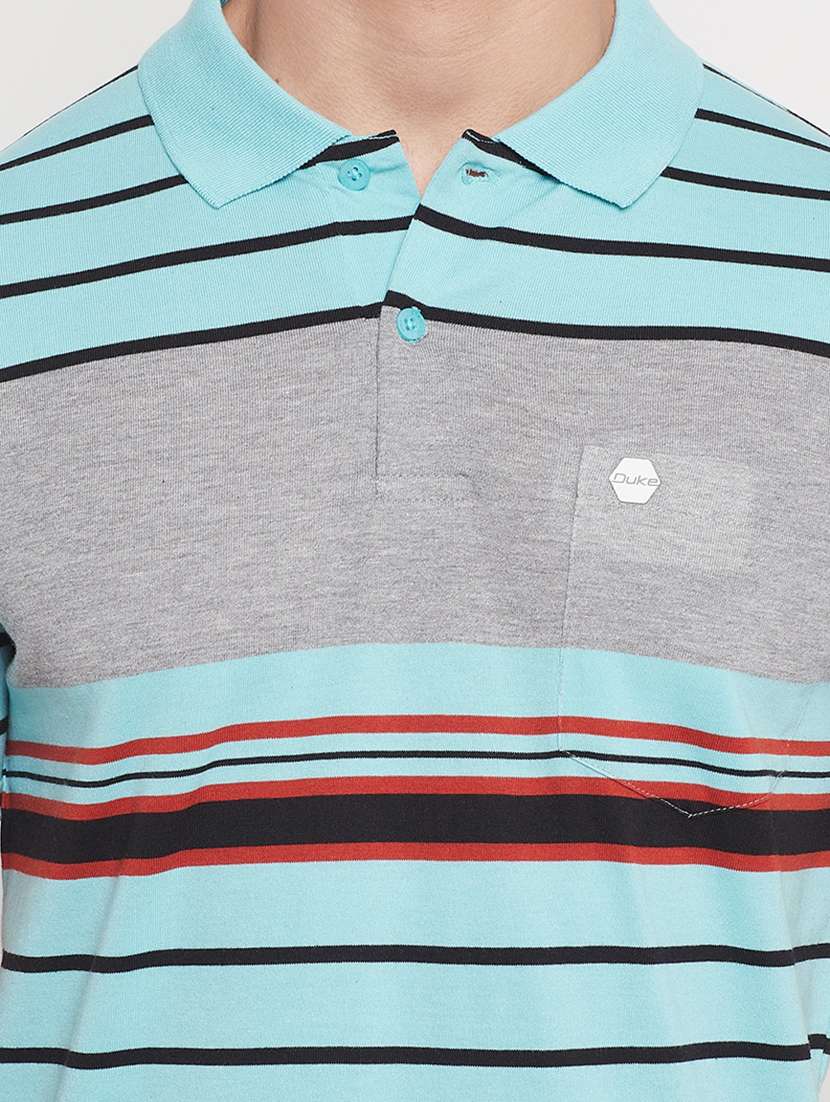light-blue striped polo t-shirt - 18404404 - Standard Image - 3