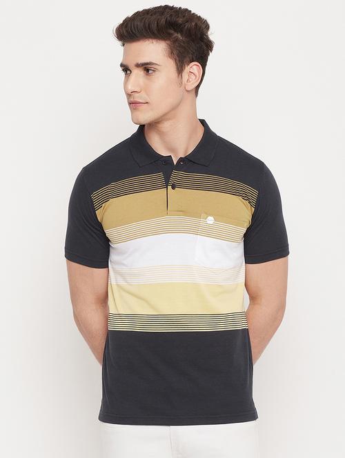 yellow striped polo t-shirt - 18404406 - Standard Image - 0
