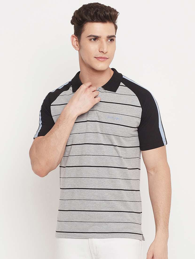 grey striped polo t-shirt - 18404412 - Zoom Image - 0