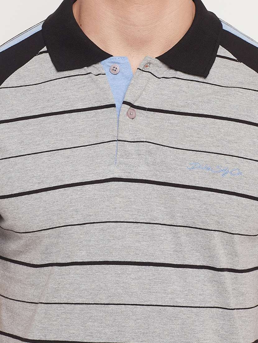 grey striped polo t-shirt - 18404412 - Standard Image - 3