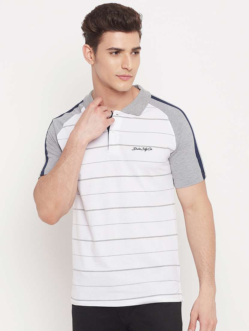 white striped polo t-shirt - 18404413 -  Zoom Image - 0