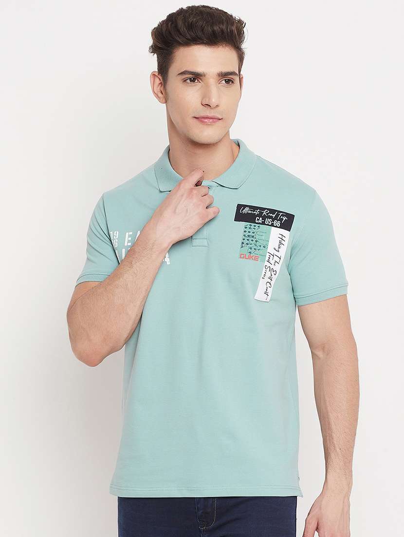 sea-green printed polo t-shirt - 18404421 - Zoom Image - 0