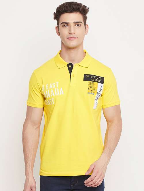 yellow printed polo t-shirt - 18404422 -  Standard Image - 0