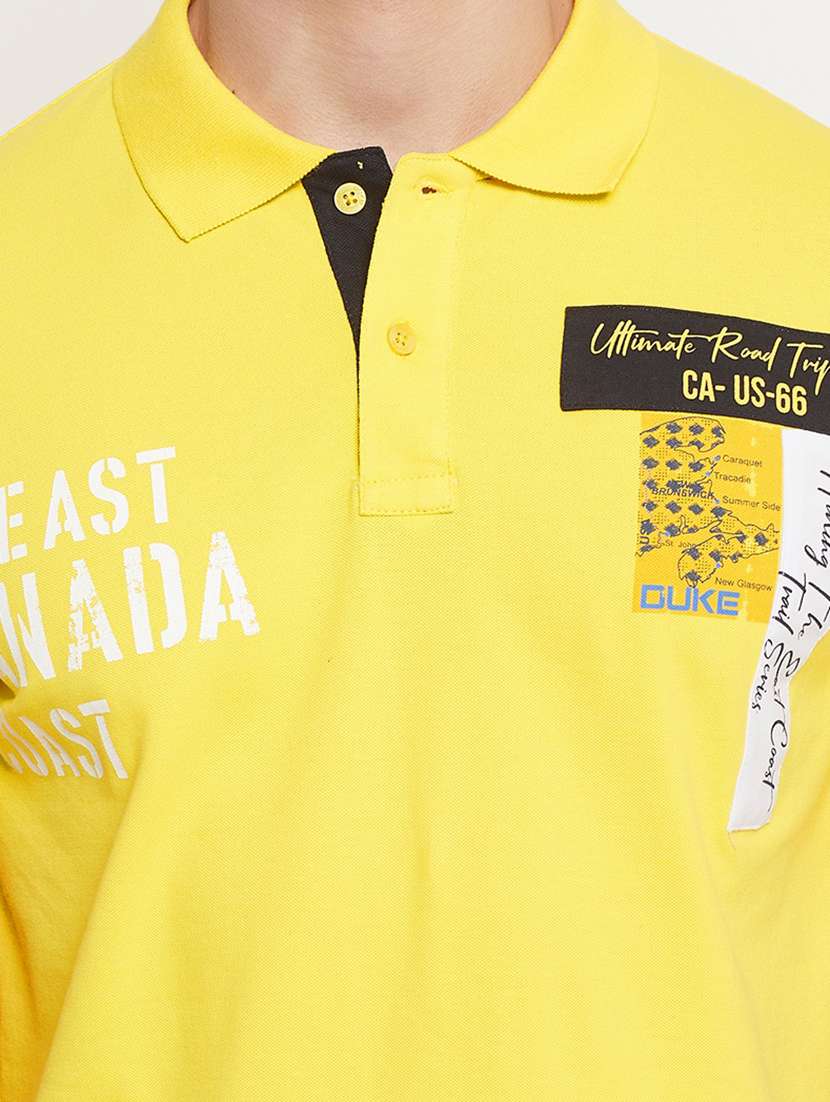 yellow printed polo t-shirt - 18404422 - Standard Image - 3