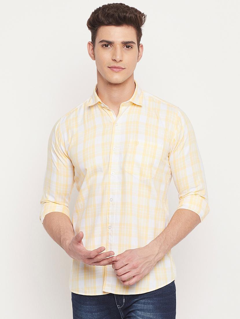 yellow checkered casual shirt - 18404428 - Zoom Image - 0