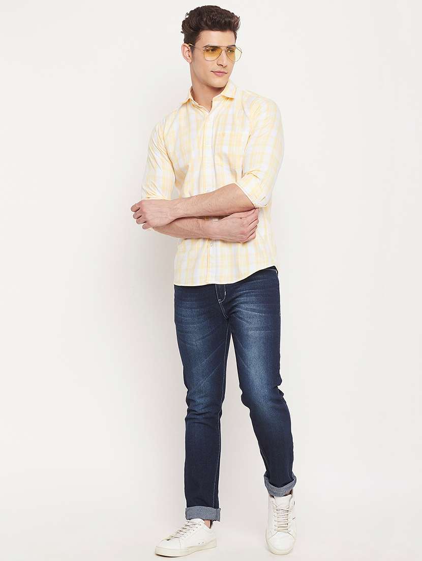 yellow checkered casual shirt - 18404428 - Standard Image - 3