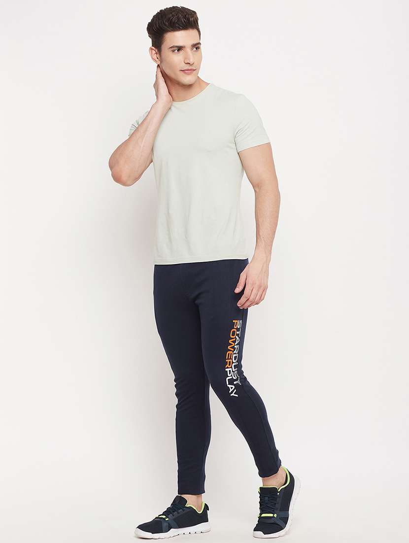 blue solid full length track pant - 18404460 -  Standard Image - 3