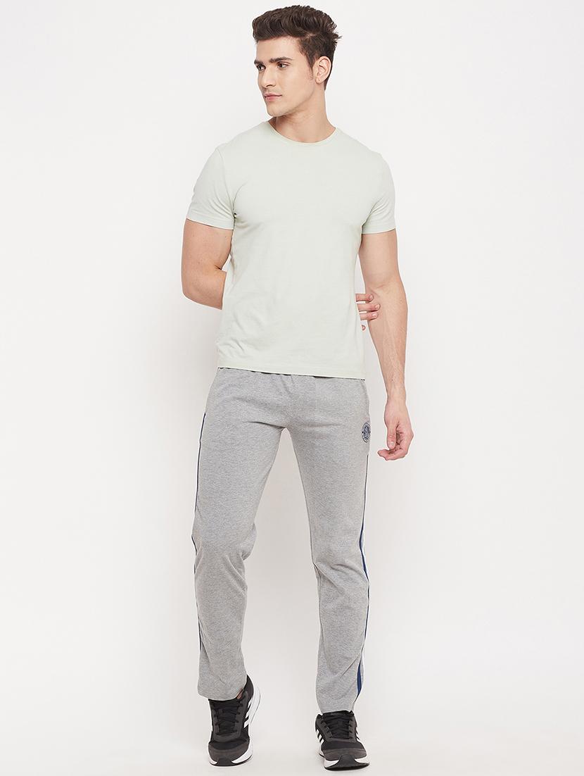 grey melange full length track pant - 18404463 - Standard Image - 3